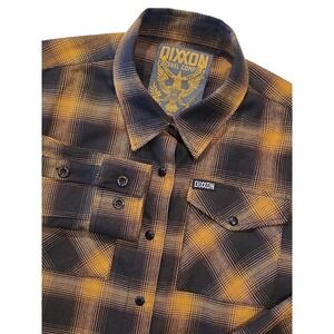 Dixxon Flannel Co Womens M Black Yellow Plaid Snap Western Shirt